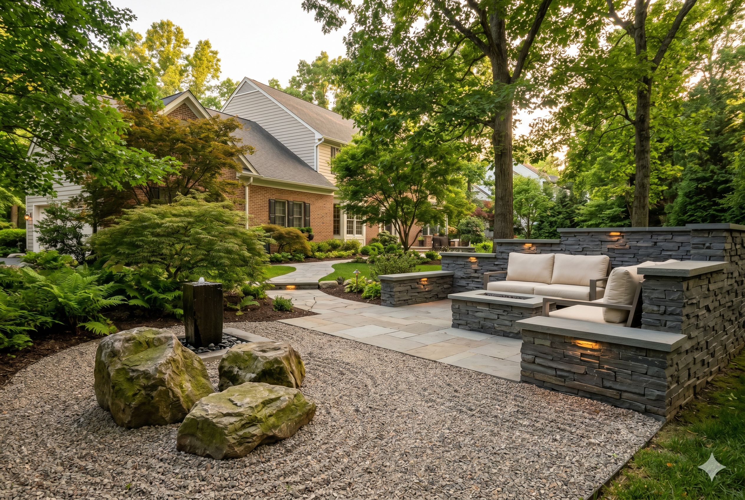 Transform your Maryland backyard into a peaceful sanctuary. Discover custom garden designs, including Zen rock gardens, water features, and private patio enclaves.